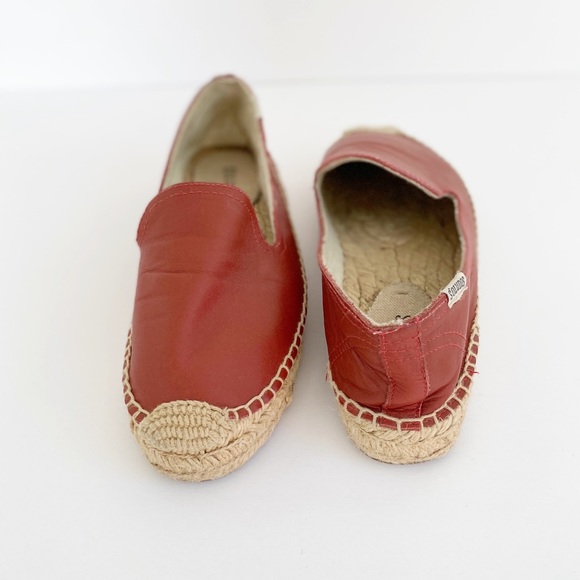 Soludos Orange Leather Slip-On Espadrille Flats - Picture 5 of 6